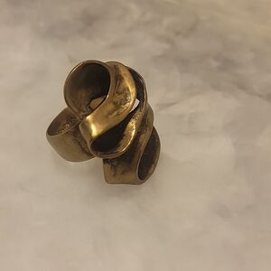 NWT ManiaMania Muse Ring Brass Gold Edgy Indie Punk Abstract Sculptural Boho 7